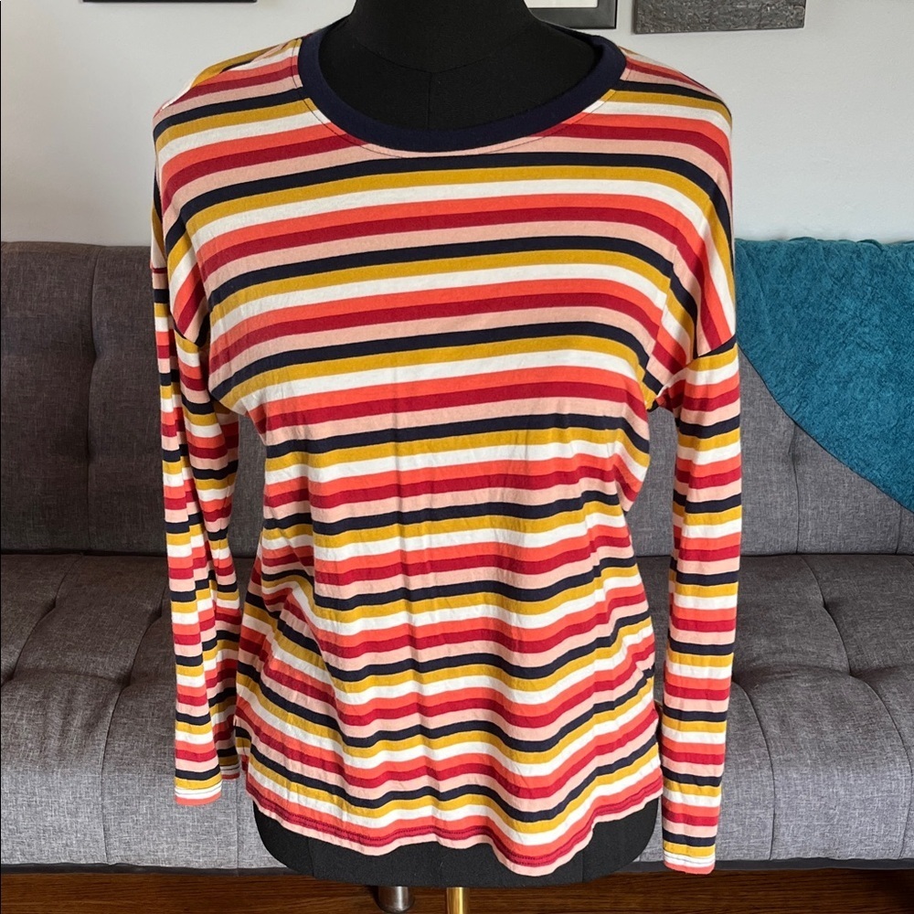 Marine Layer Multicolor Striped crew neck long sleeved tee shirt size small